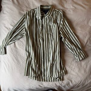 Tommy Hilfiger Olive and White Striped Shirt